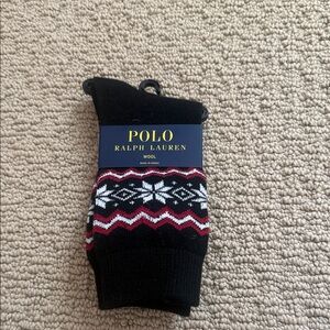 Polo by Ralph Lauren Black and Red Patterned Wool Socks
